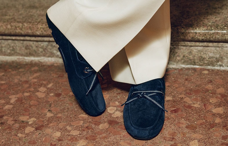 Salvatore Ferragamo デニム フラットシューズ メンズ シューズ｜フェラガモ