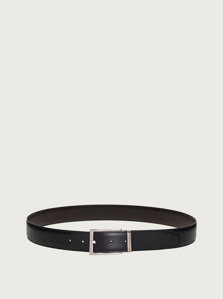 Reversible and adjustable belt with rectangular buckle - Men