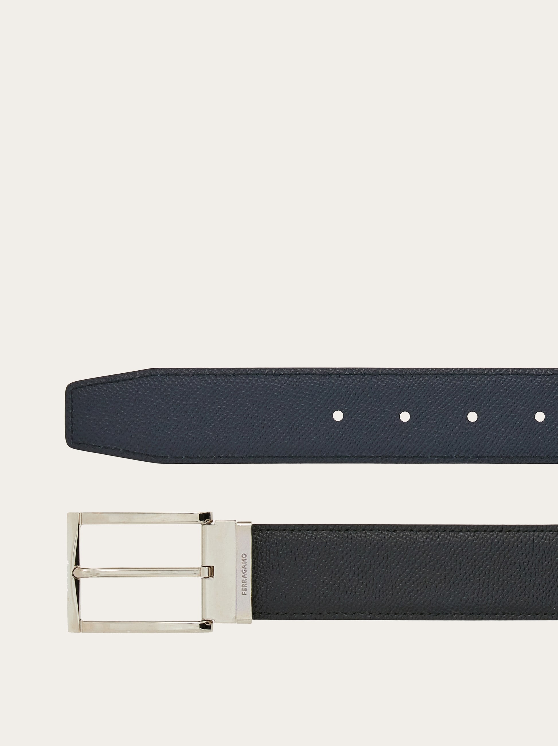 Reversible and adjustable belt with rectangular buckle - Men