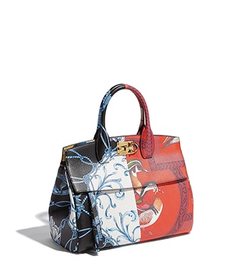 Designer Leather Handbags Salvatore Ferragamo Au Ferragamo Studio Bag Foulard Print
