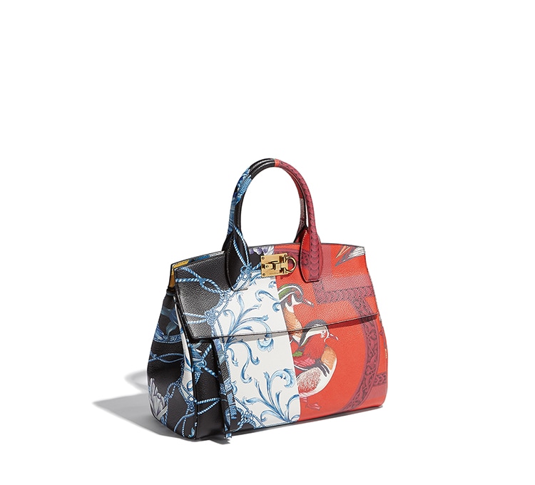 Ferragamo Studio Bag Foulard Print The Patchwork Scarf New Ferragamo Studio Bag Foulard Print