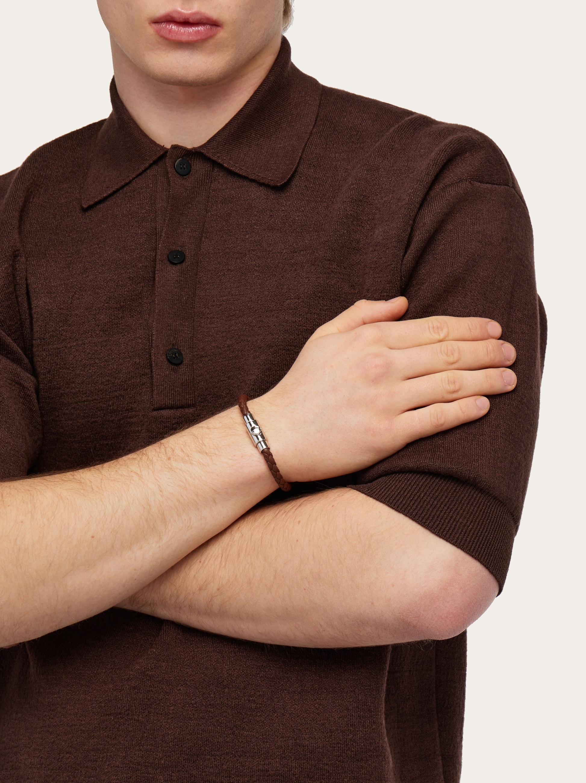 Braided leather bracelet (18cm) - Men | Ferragamo