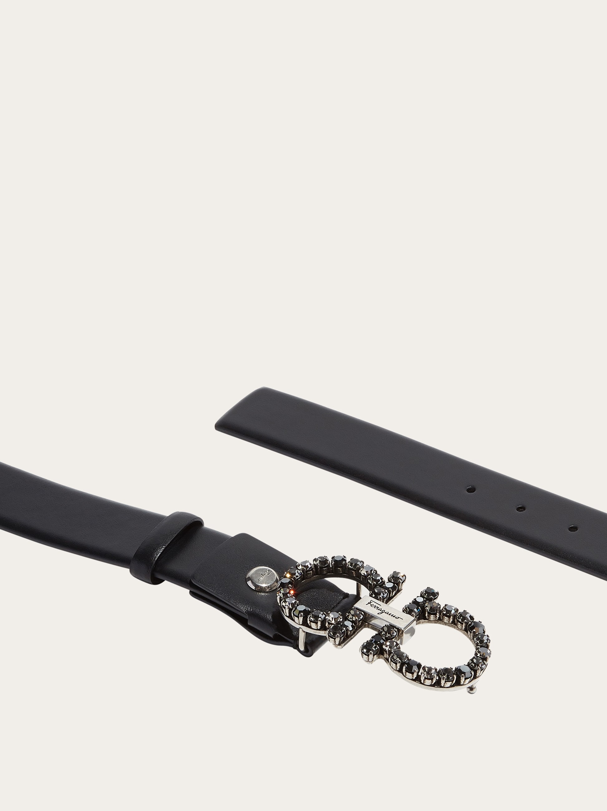 Salvatore ferragamo cinturón ajustable de piel lisa con acabado brilla clearance