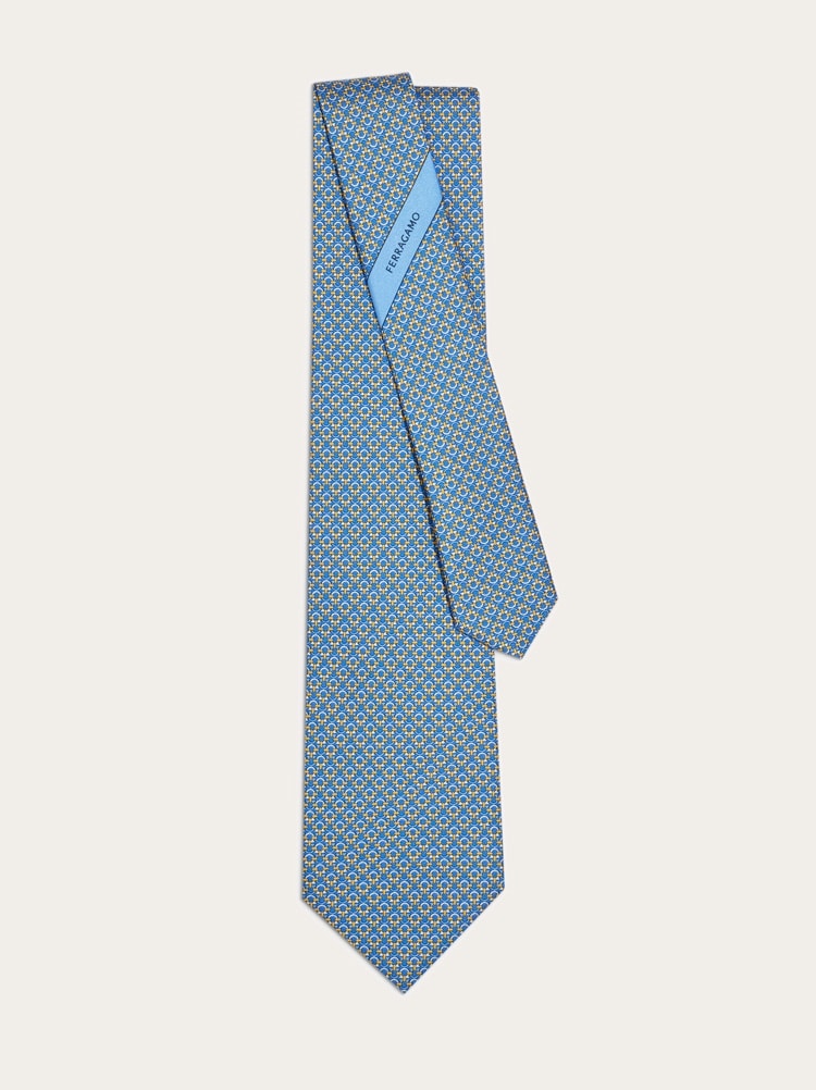 Gancini print silk tie Gallery image 3