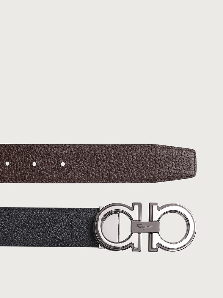 Reversible and adjustable Gancini belt Gallery image 3
