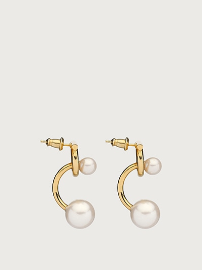 Gancini earrings with synthetic pearls - Women | Ferragamo