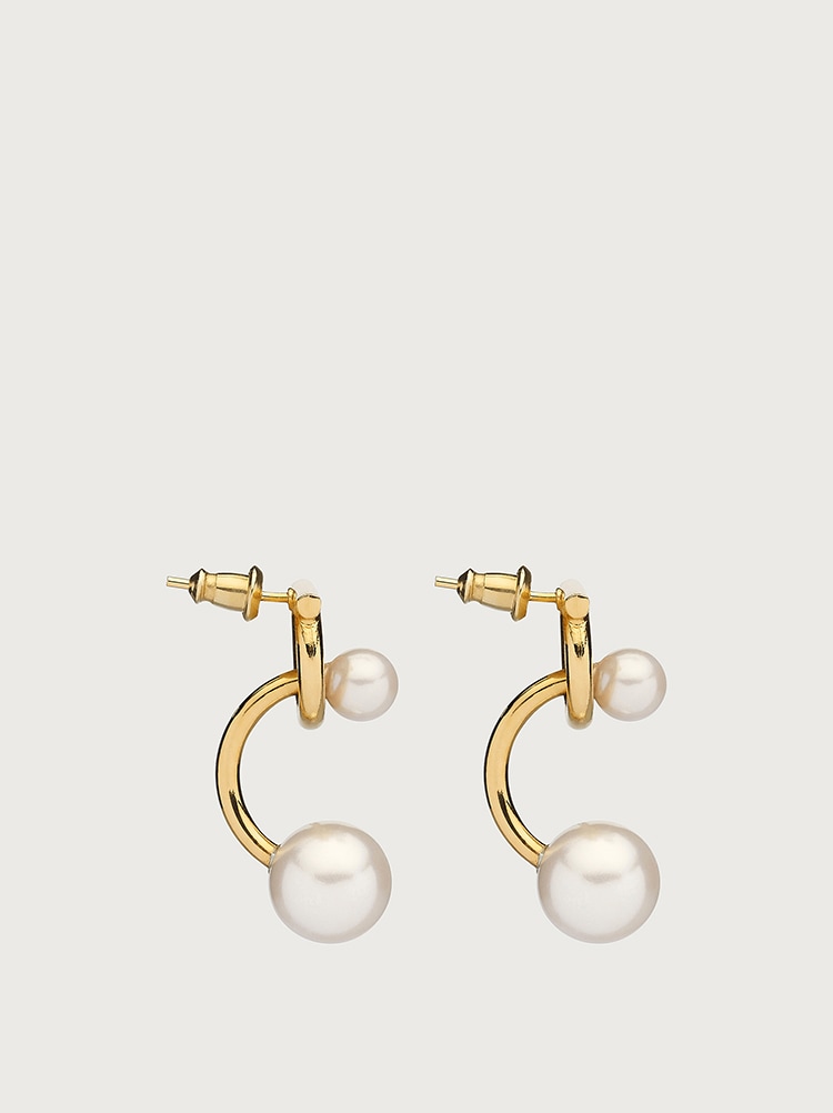 Gancini earrings with synthetic pearls Gallery image 2