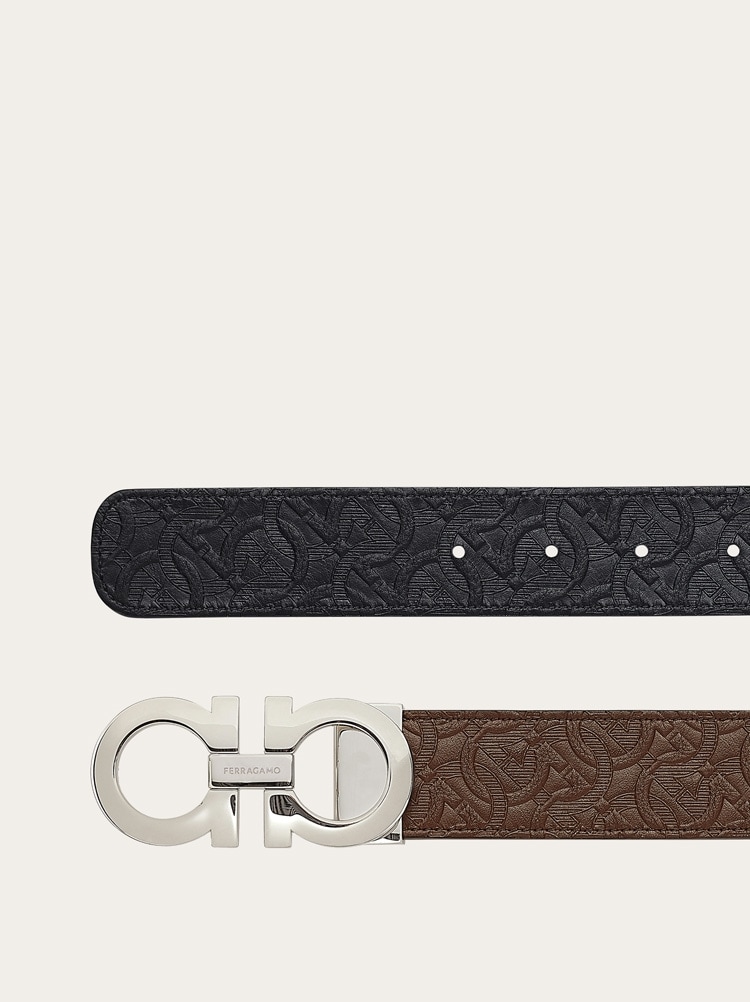 Reversible and adjustable Gancini belt Gallery image 2