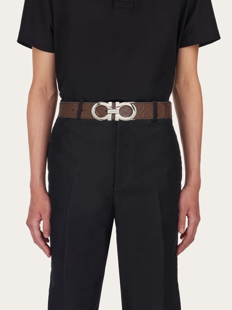 Reversible and adjustable Gancini belt Gallery image 4