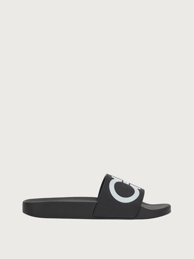white ferragamo slides