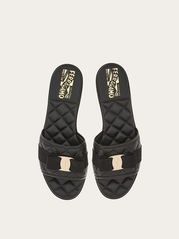 Quilted slide with Vara bow - Women | Ferragamo