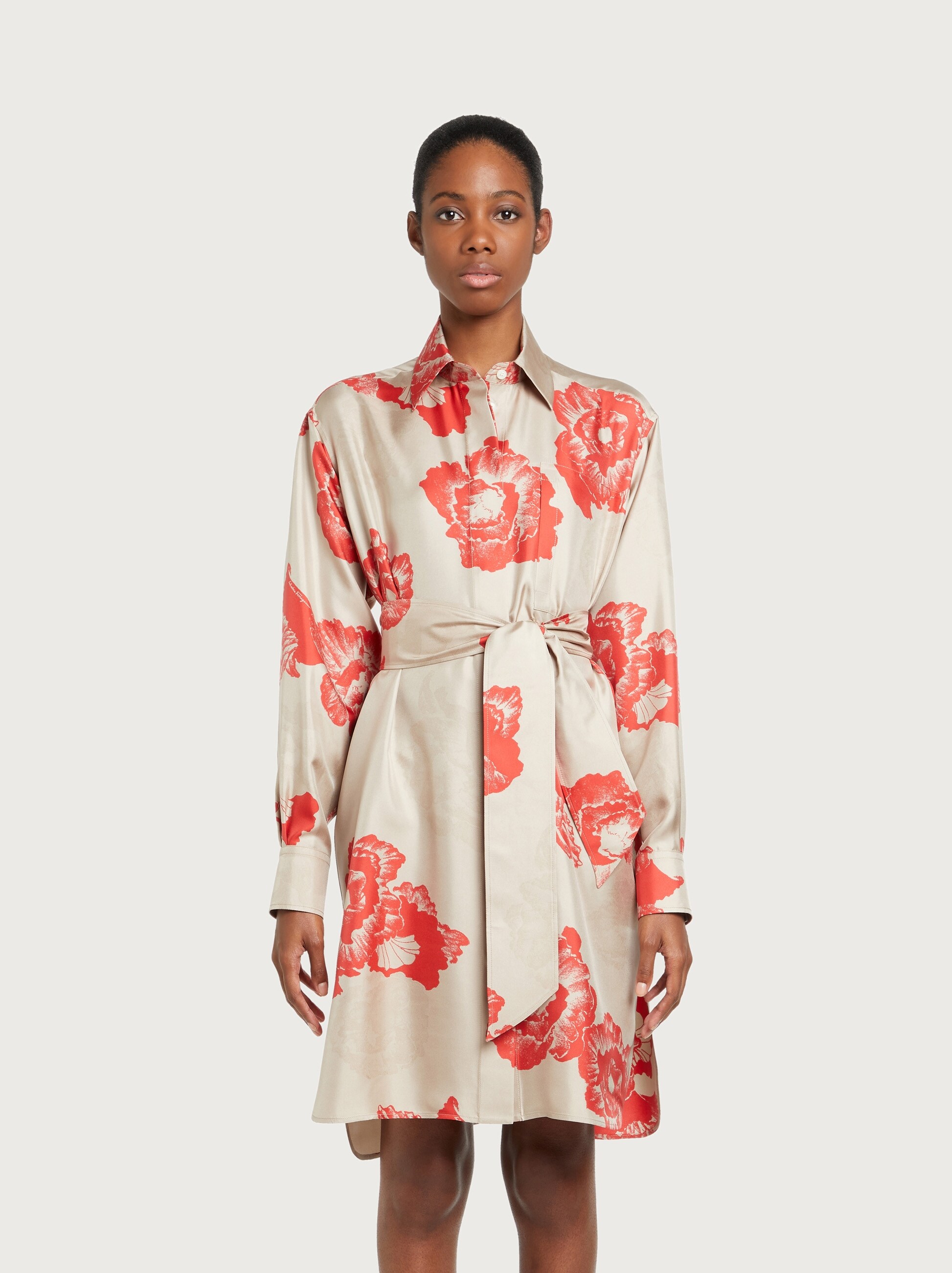 Poppies print silk dress - Ready to 