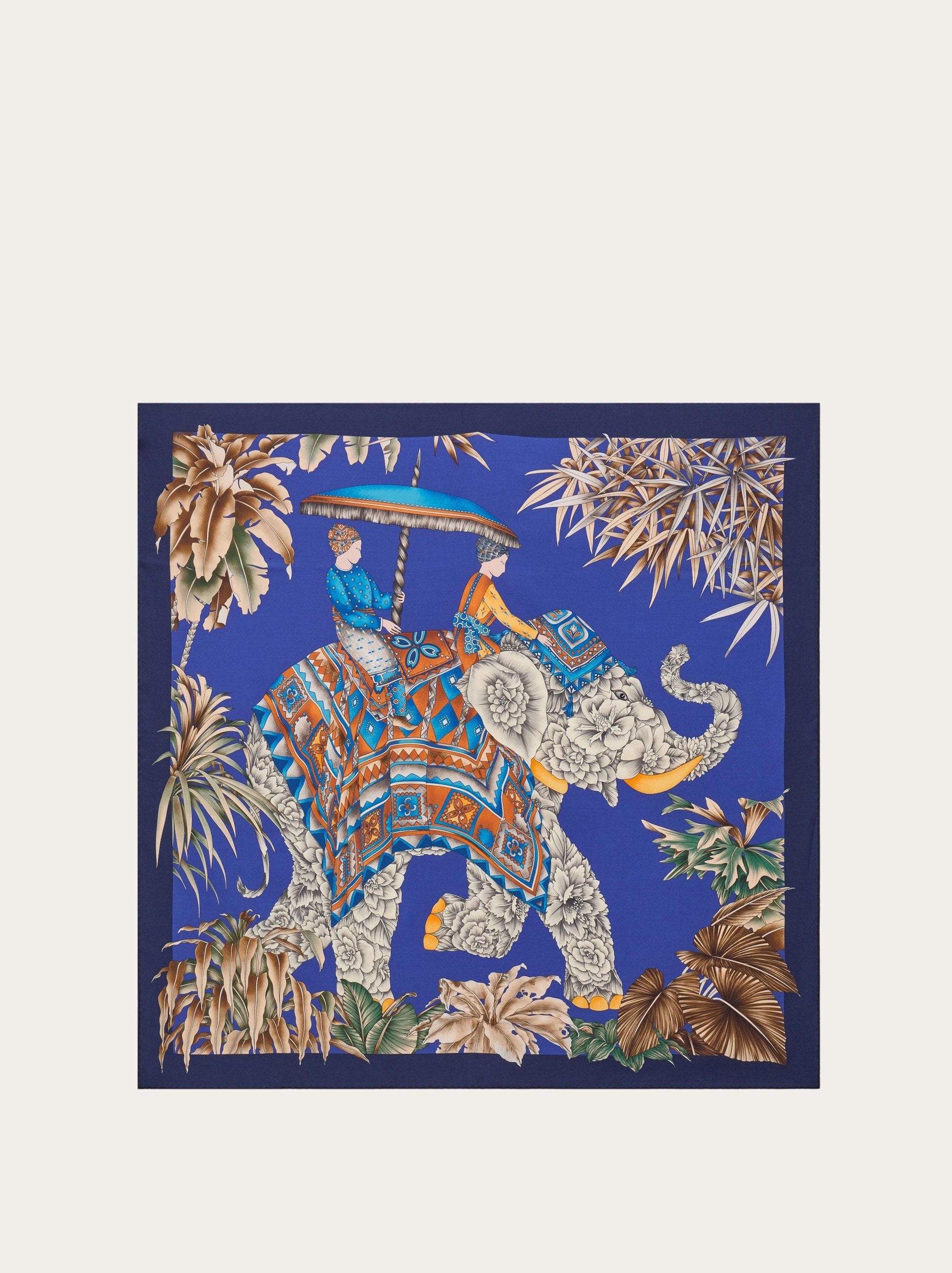 スカーフ FERRAGAMO Bandeau 'Gravure' print (785720 AZZURROMARRONE) India print silk scarf - Women | Ferragamo