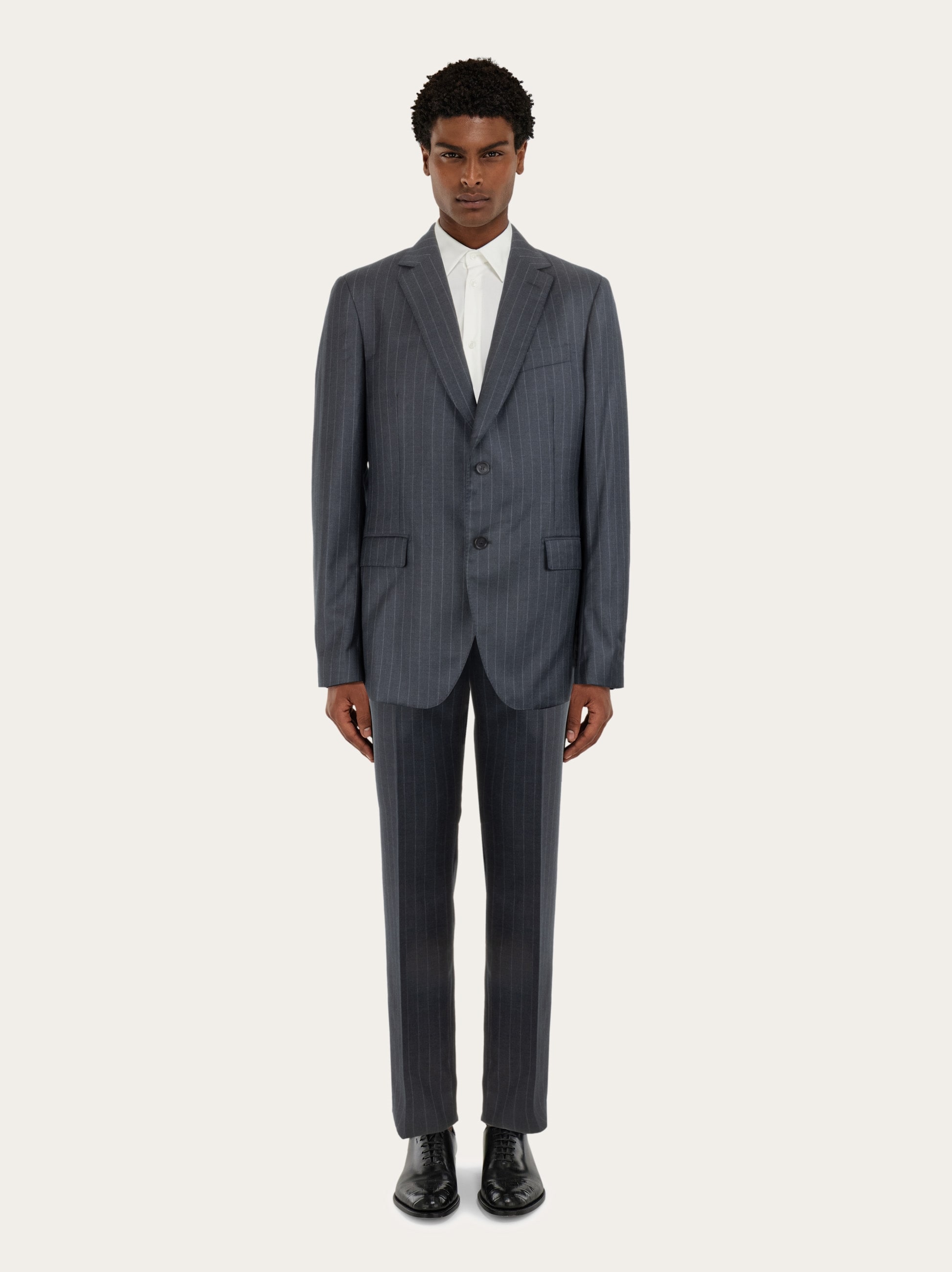 Striped suit in wool - Men | Ferragamo