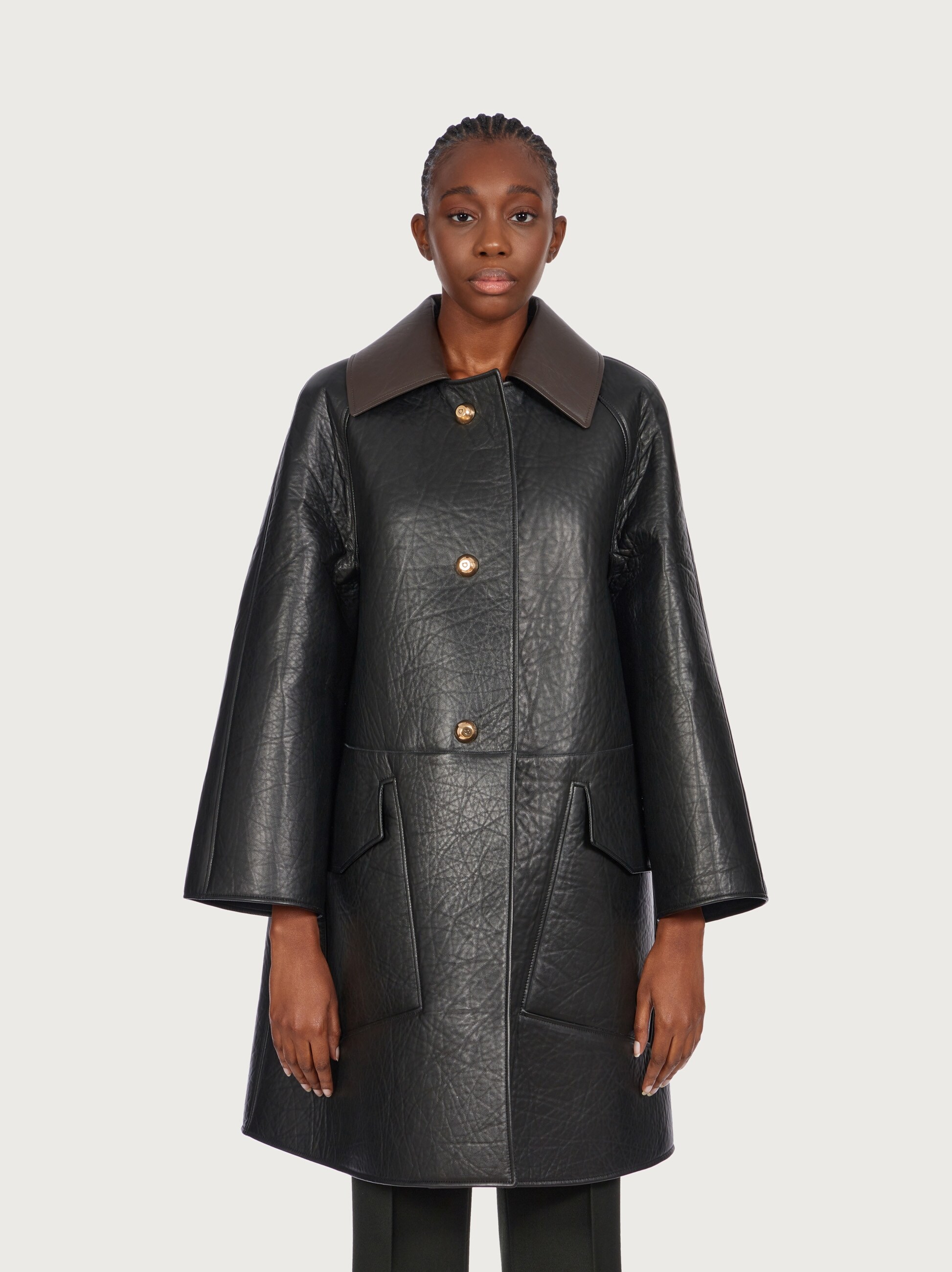 Salvatore Ferragamo Women Nappa Coat Black