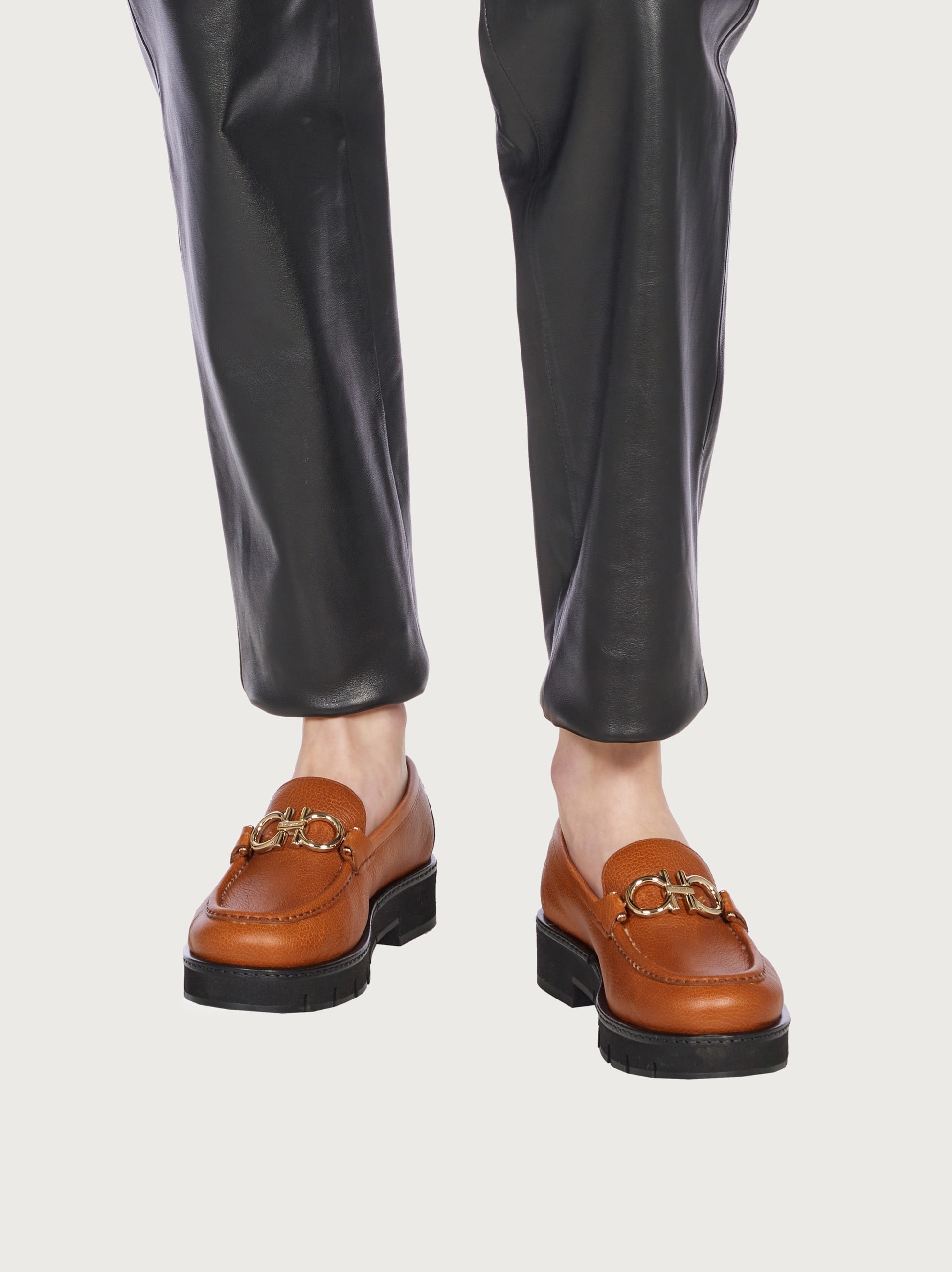 Ferragamo Women Gancini Winter Loafer Brown Size 9.5