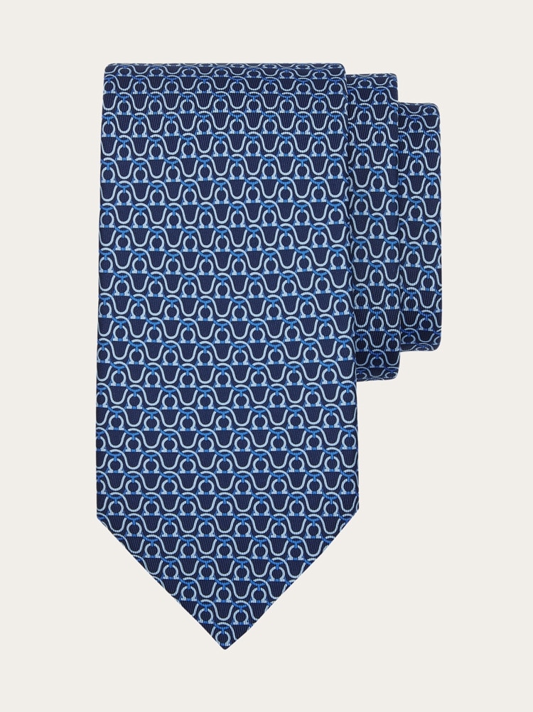 Gancini print silk tie Gallery image 1