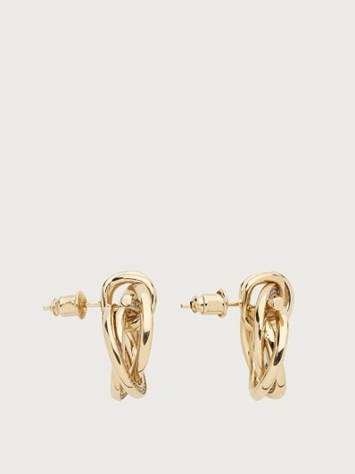 【送料&関税込】Ferragamo Hoop Earrings With Knot Twisted Gancini earrings with crystals - Women | Ferragamo