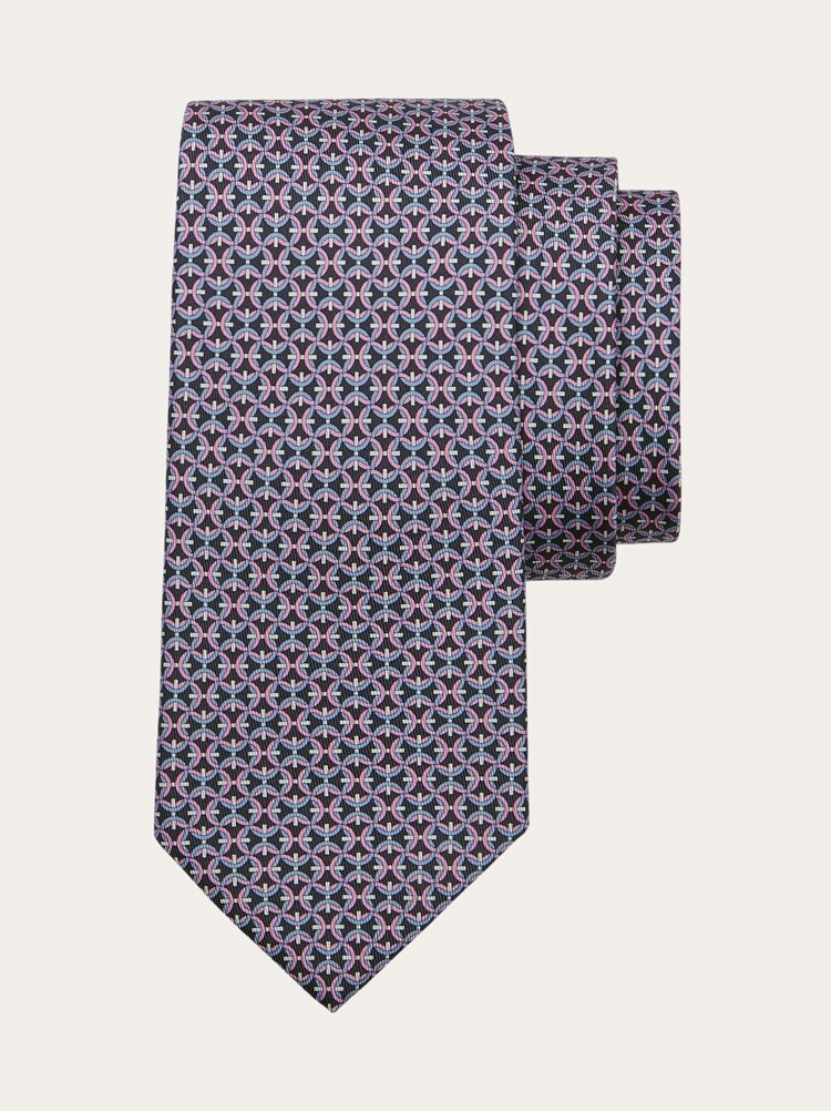 Gancini print silk tie Gallery image 1