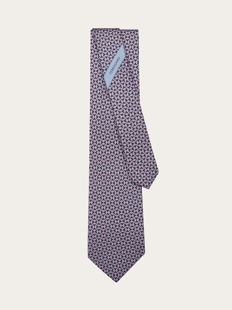 Gancini print silk tie Gallery image 3