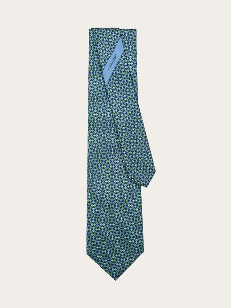 Gancini print silk tie Gallery image 3