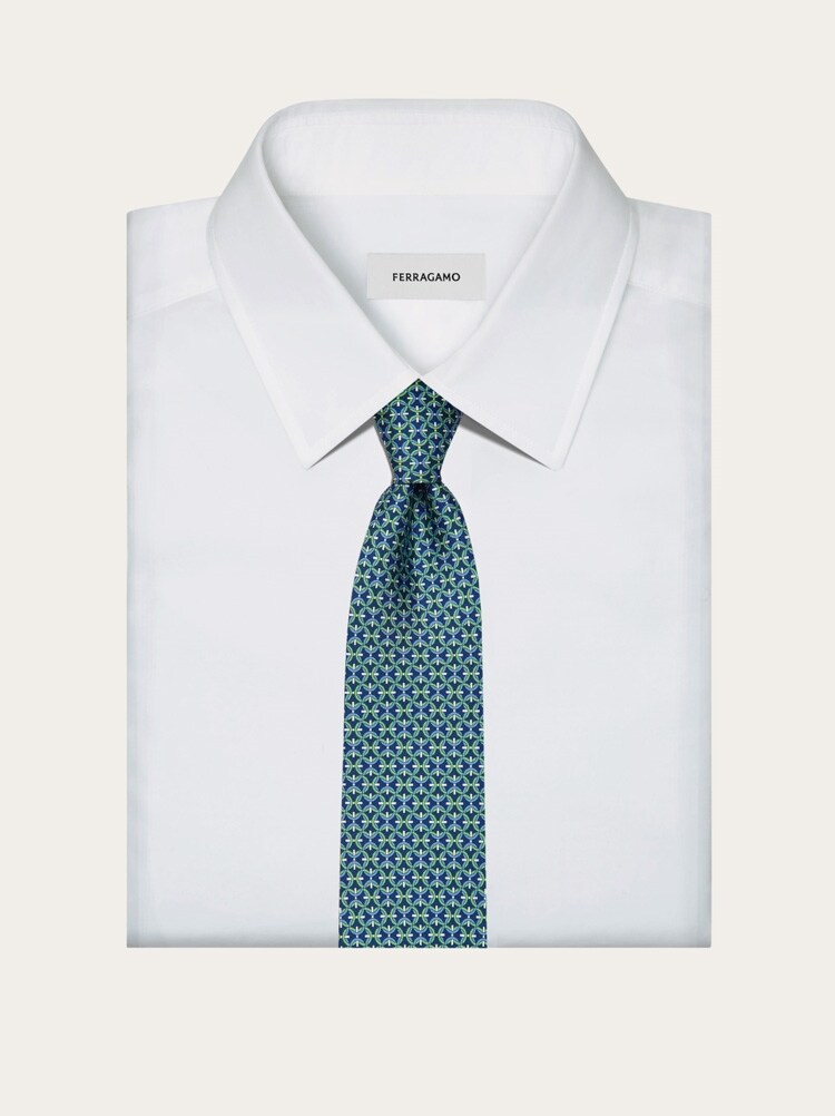 Gancini print silk tie Gallery image 4