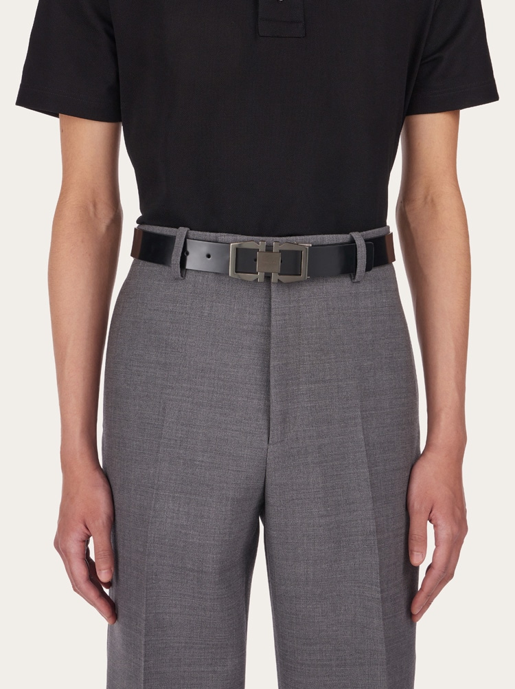 Reversible and adjustable Gancini belt Gallery image 4