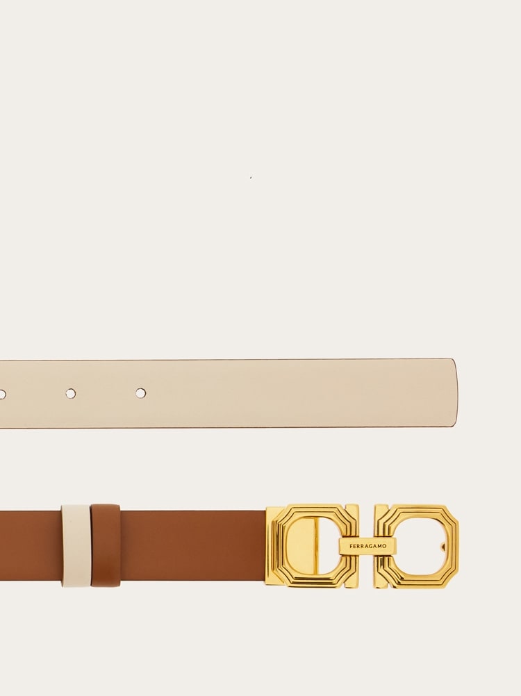 Reversible and adjustable squared Gancini belt Gallery image 2