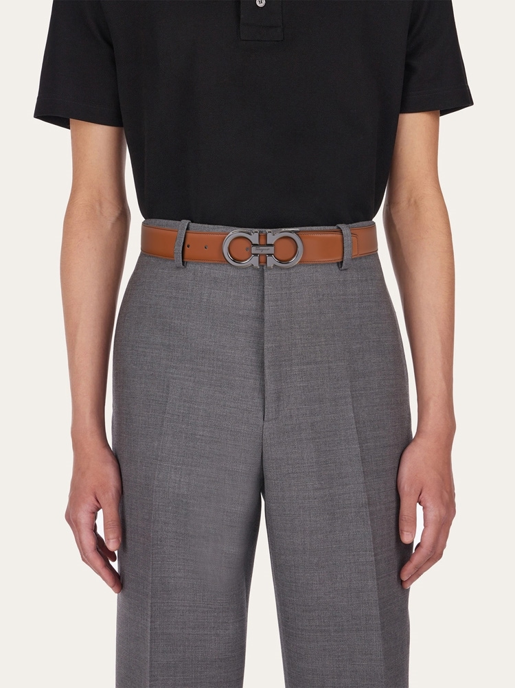 Reversible and adjustable Gancini belt Gallery image 4