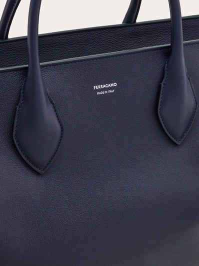 Moonogram Embossed Leather Futura Tote • Marine Serre