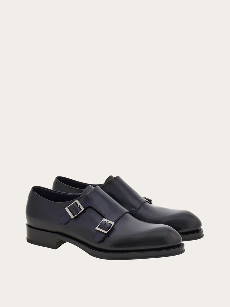 【フェランテ】ダブルモンク スウェード　　　黒　8 返品不可】PARABOOT パラブーツ ダブルモンク スエード