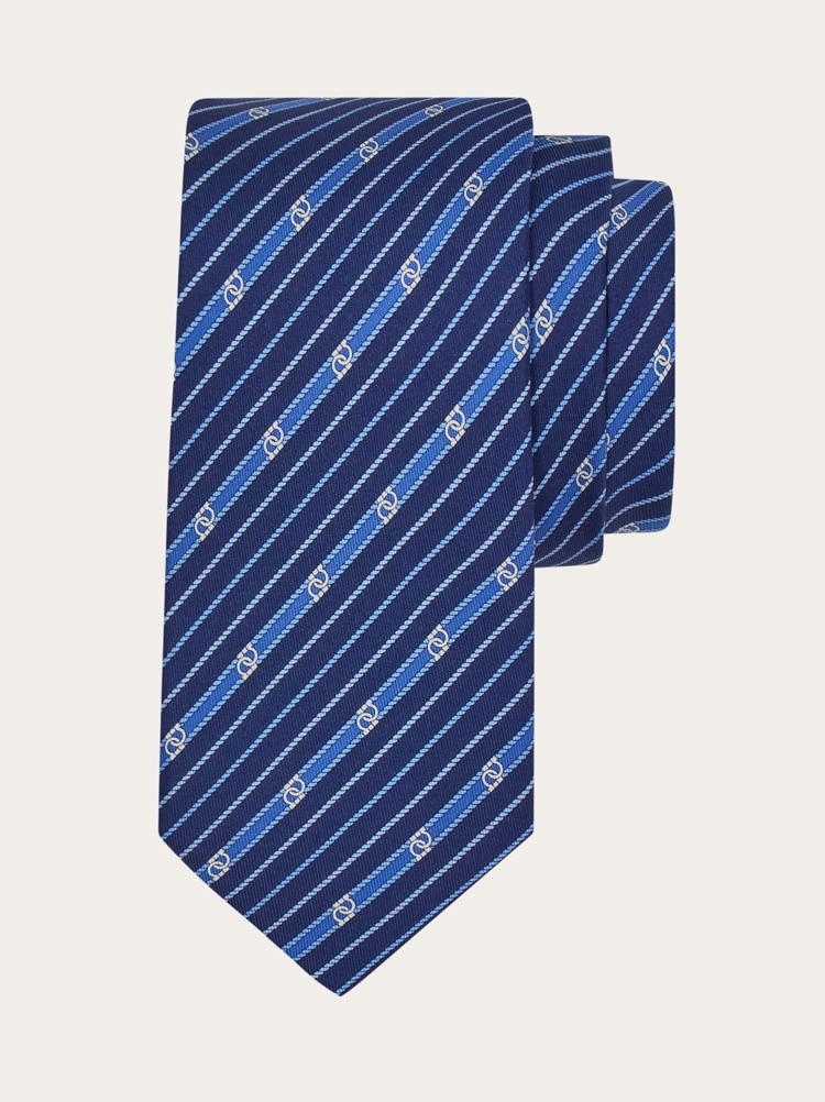 Gancini print silk tie Gallery image 1