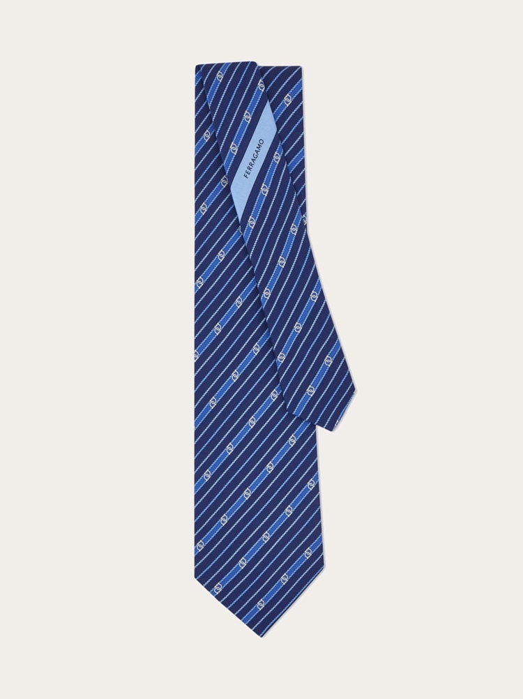Gancini print silk tie Gallery image 3