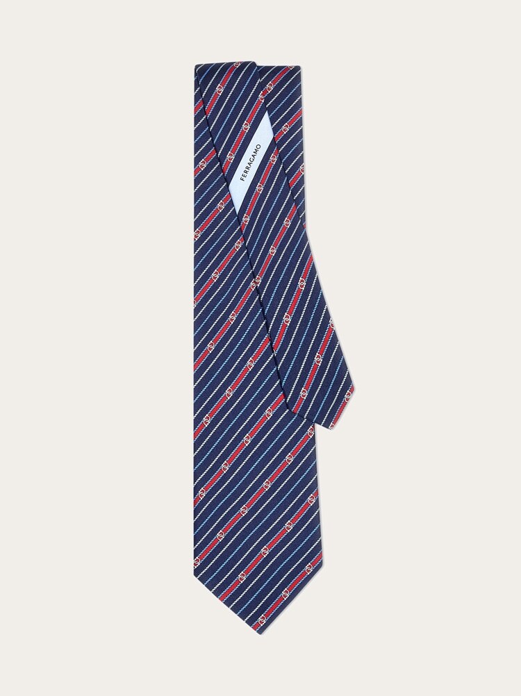 Gancini print silk tie Gallery image 2