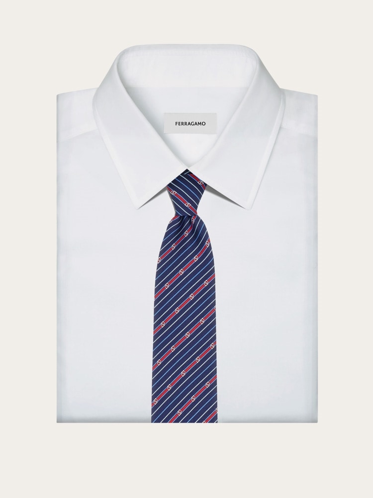 Gancini print silk tie Gallery image 3