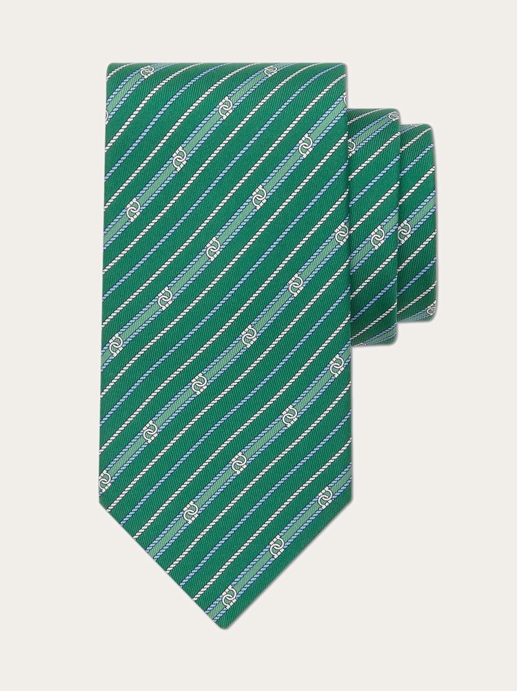 Gancini print silk tie Gallery image 1