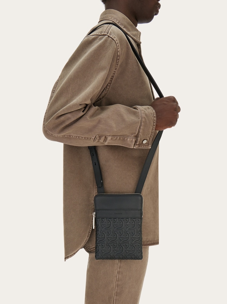 North-South embossed Gancini crossbody bag Gallery image 2