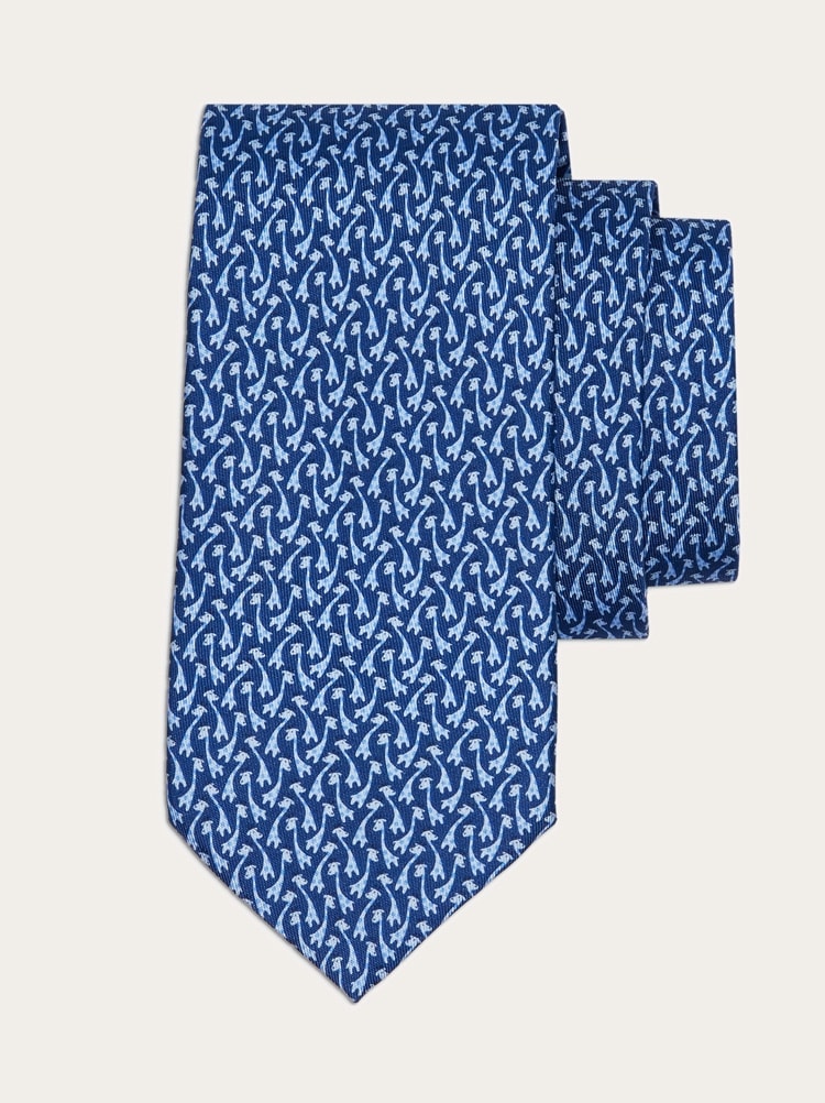 Giraffe print silk tie Gallery image 1