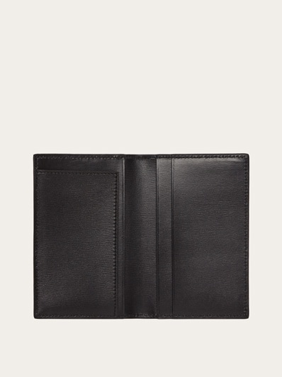■FERRAGAMO■ Bara Business Card Case Black 22D288725290 22D Salvatore Ferragamo Slim Black Embossed Patent Leather Card