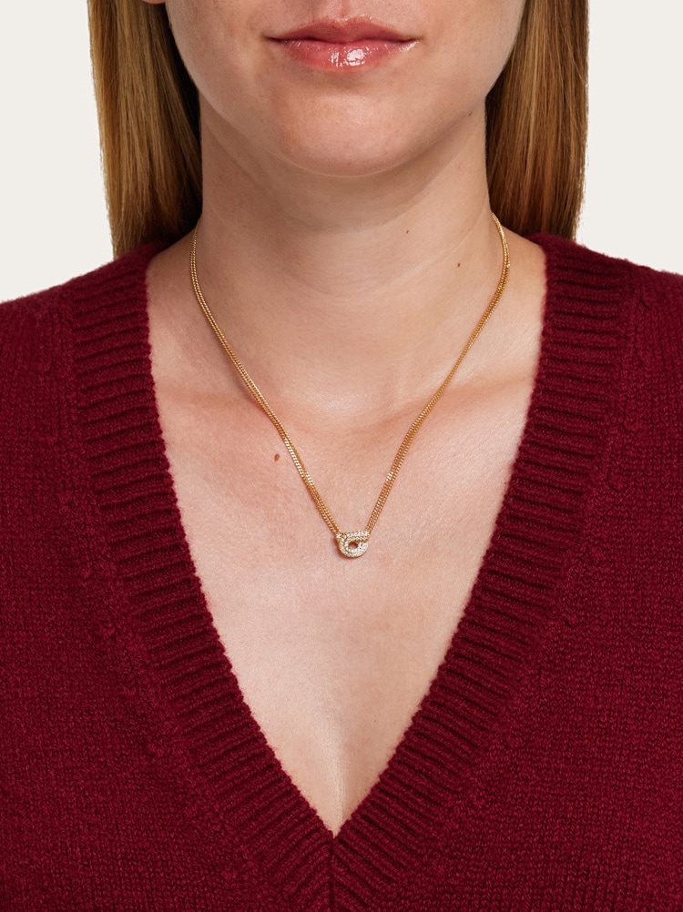 Gancini necklace with pendant and crystals Gallery image 3