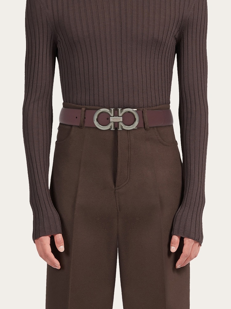 Reversible and adjustable Gancini belt Gallery image 4