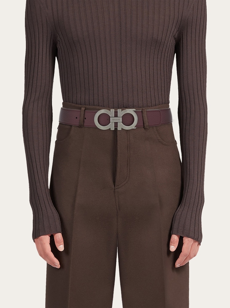 Reversible and adjustable Gancini belt Gallery image 4
