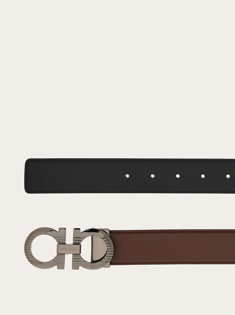 Reversible and adjustable Gancini belt Gallery image 2