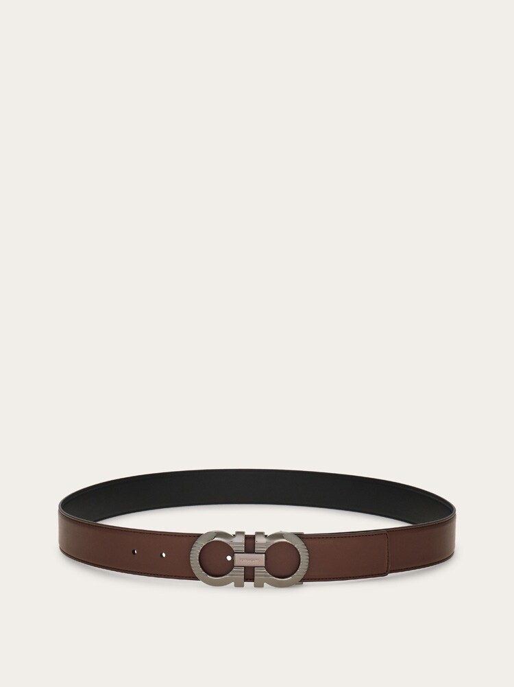 Reversible and adjustable Gancini belt Gallery image 3