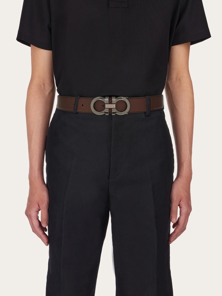 Reversible and adjustable Gancini belt Gallery image 4