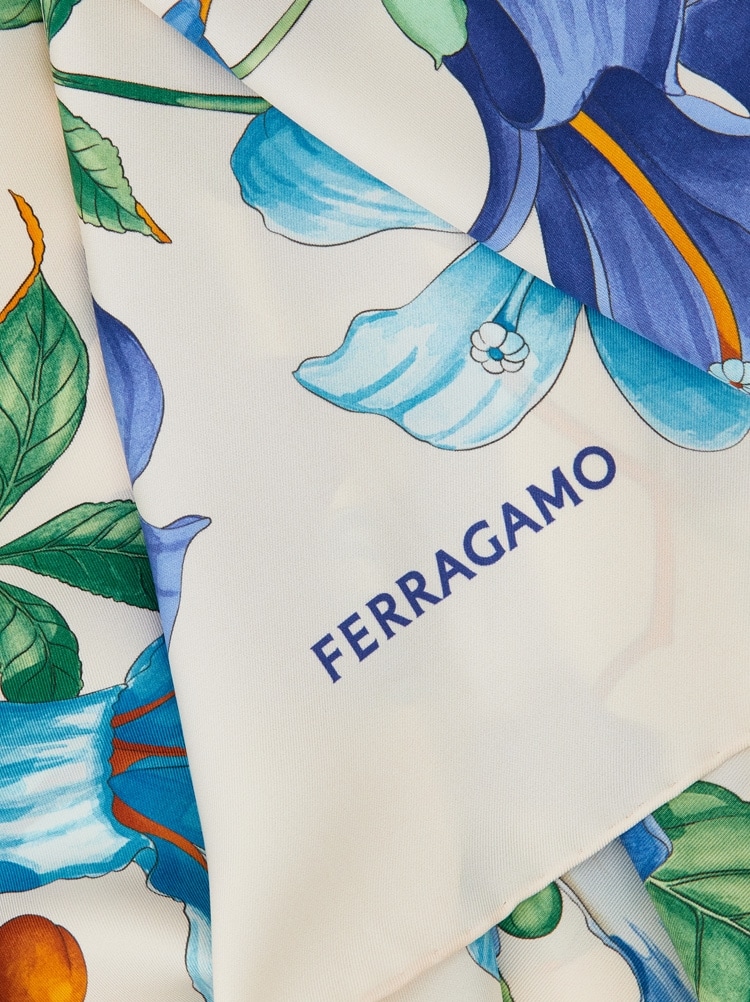 Hibiscus print silk foulard Gallery image 3