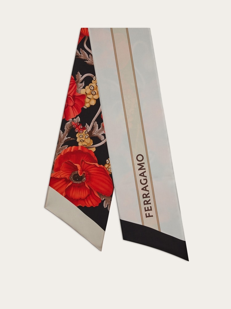Poppies print silk bandeau Gallery image 1