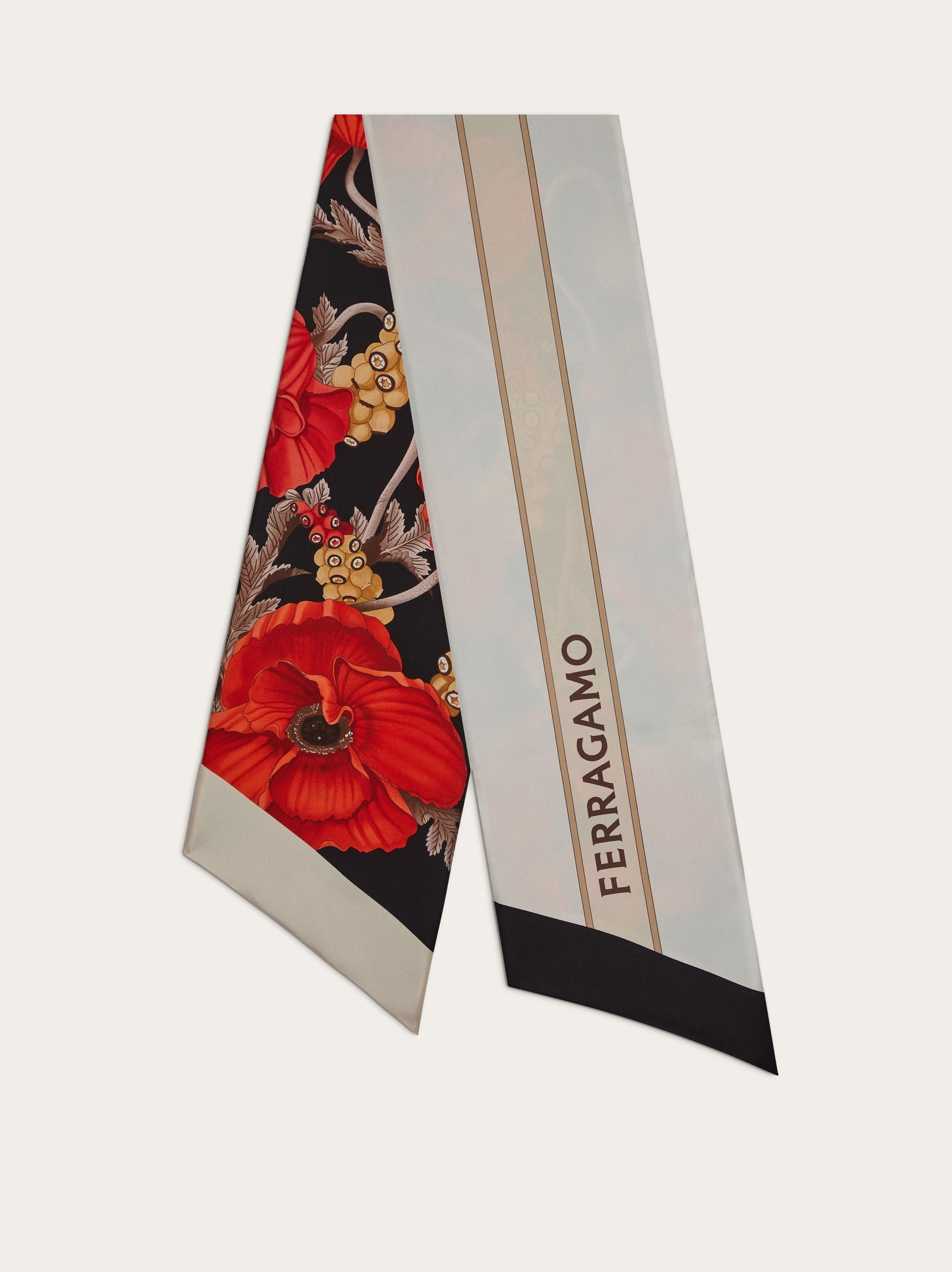マフラー・ストール FERRAGAMO SILK BANDEAU Poppies print silk bandeau - Women | Ferragamo