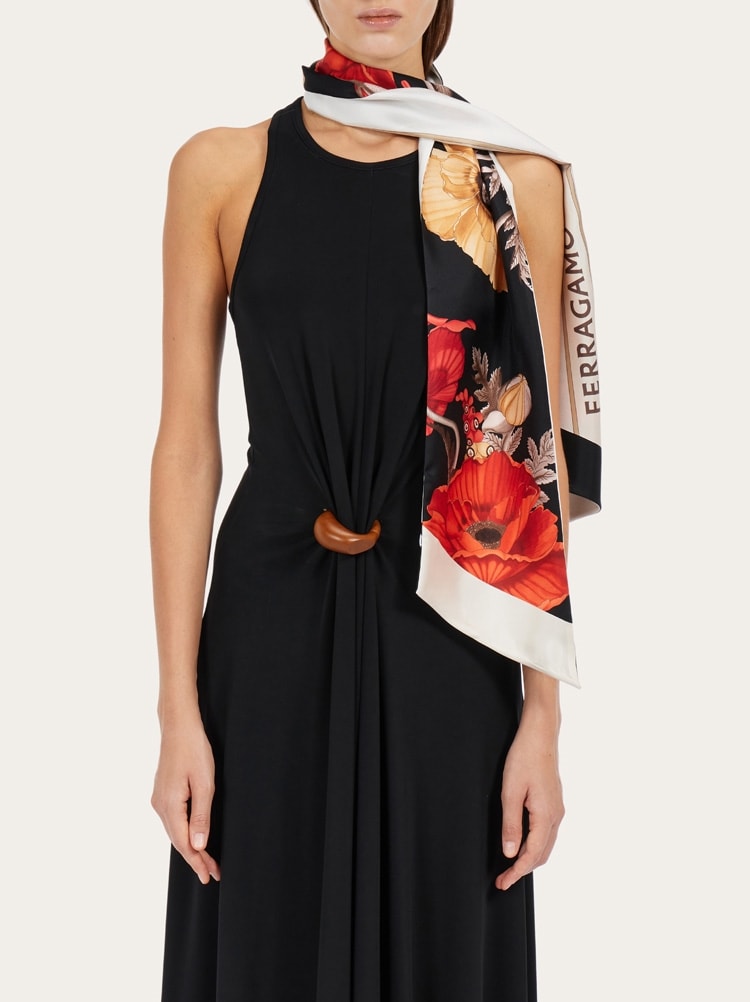 Poppies print silk bandeau Gallery image 3