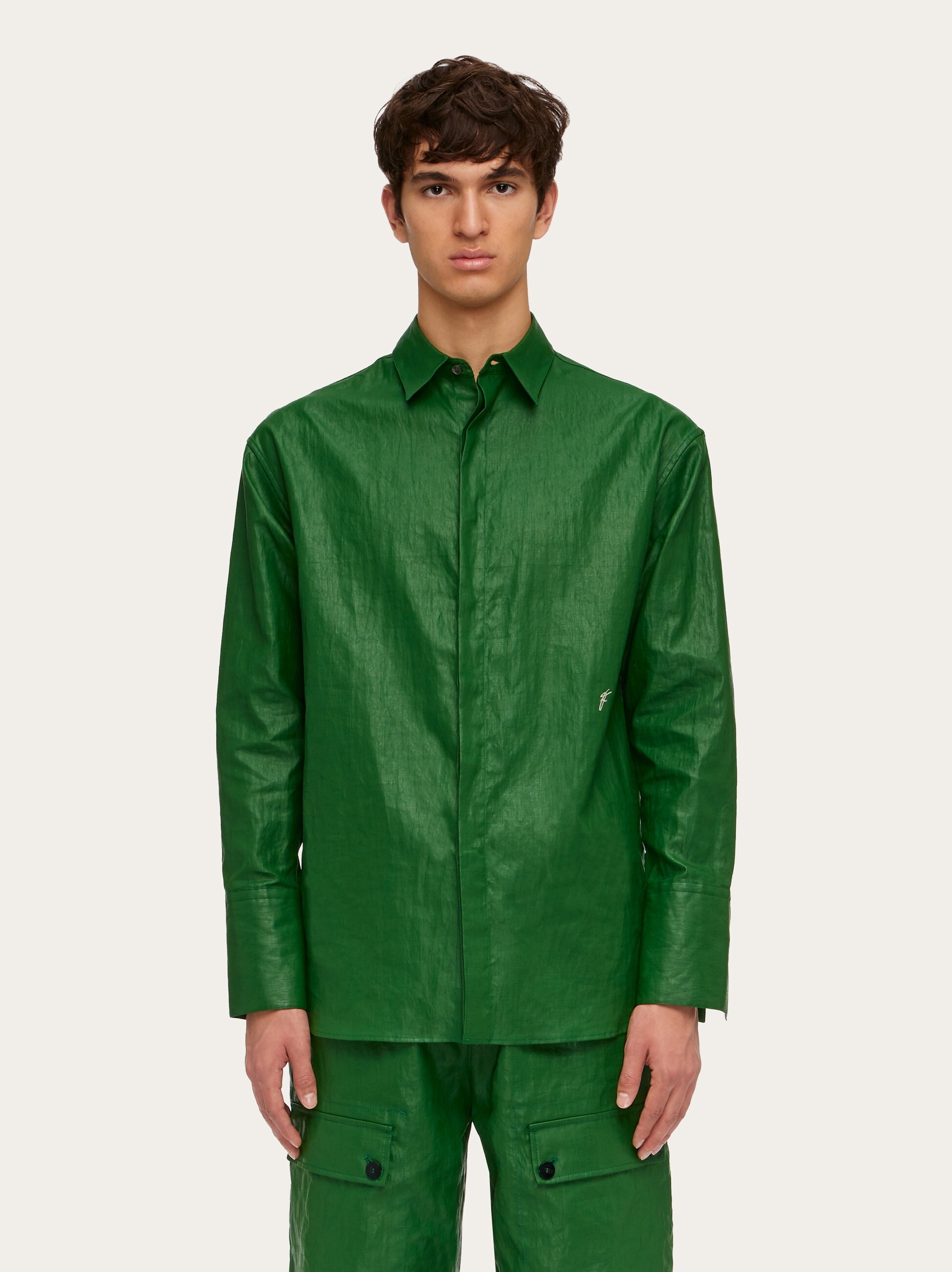 Coated linen shirt - Ready to Wear - Men - Salvatore Ferragamo UK